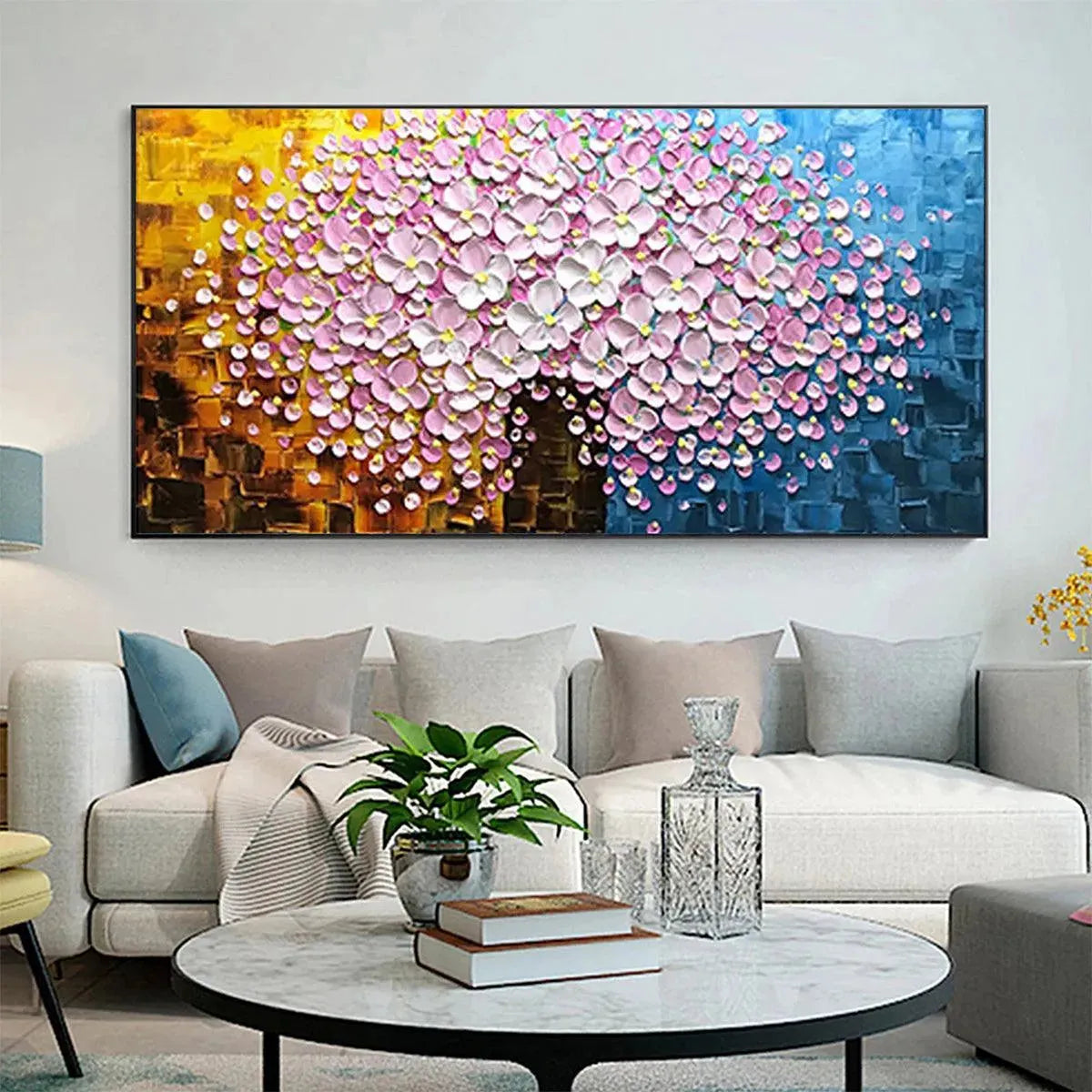 Pink Blossom Dream – Floral Impasto Painting, view 5