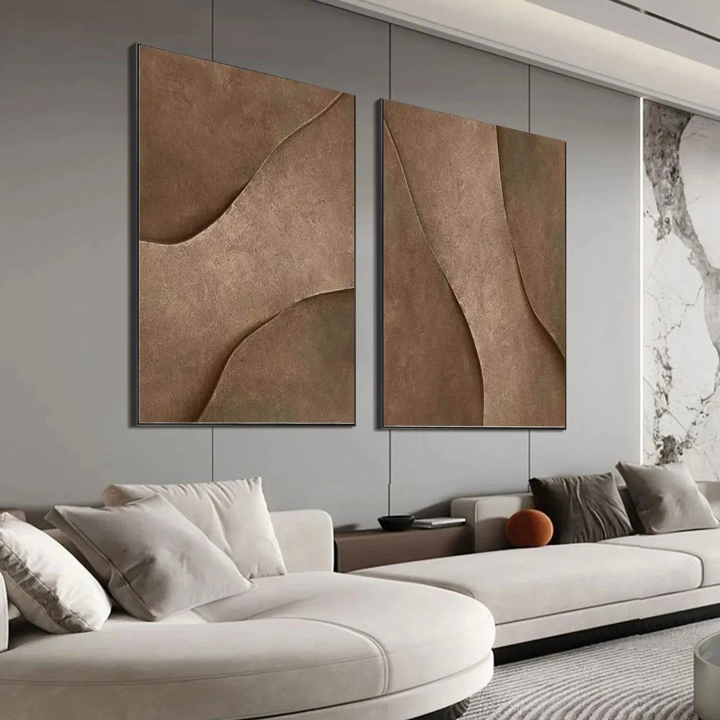 Brown Wabi-Sabi Abstract Textured Oil Painting – Brown Texture Duo