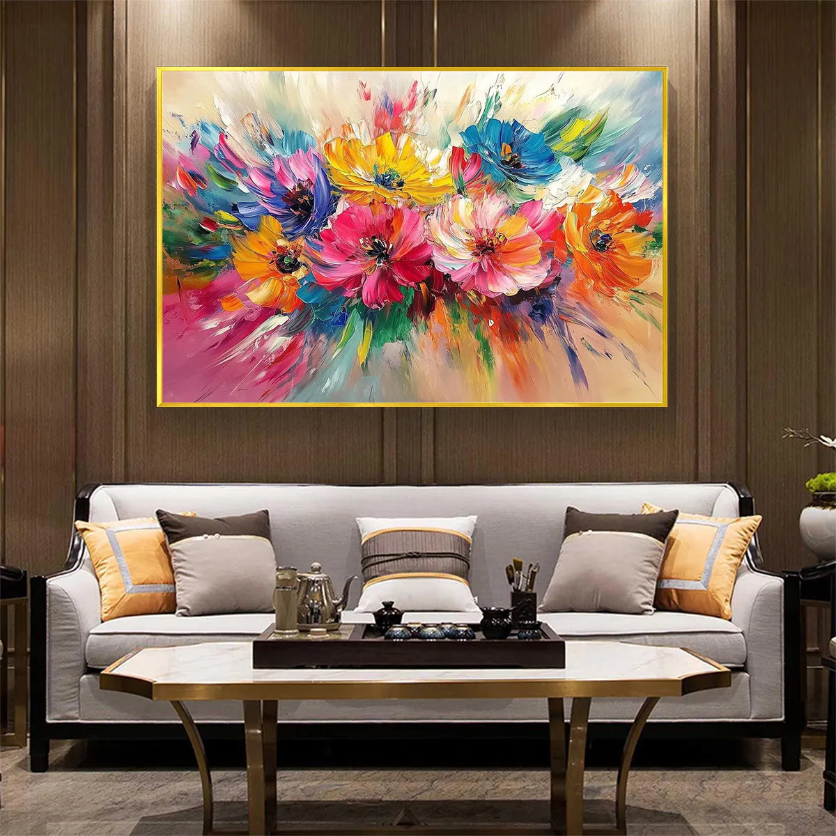 Vibrant Bloom – Bouquet Impasto Oil Painting, view 2