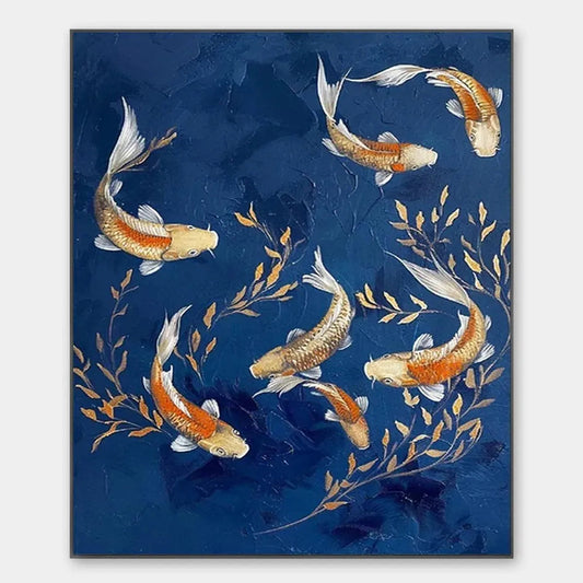 Golden Koi – Koi Fish Oil Painting, view 1