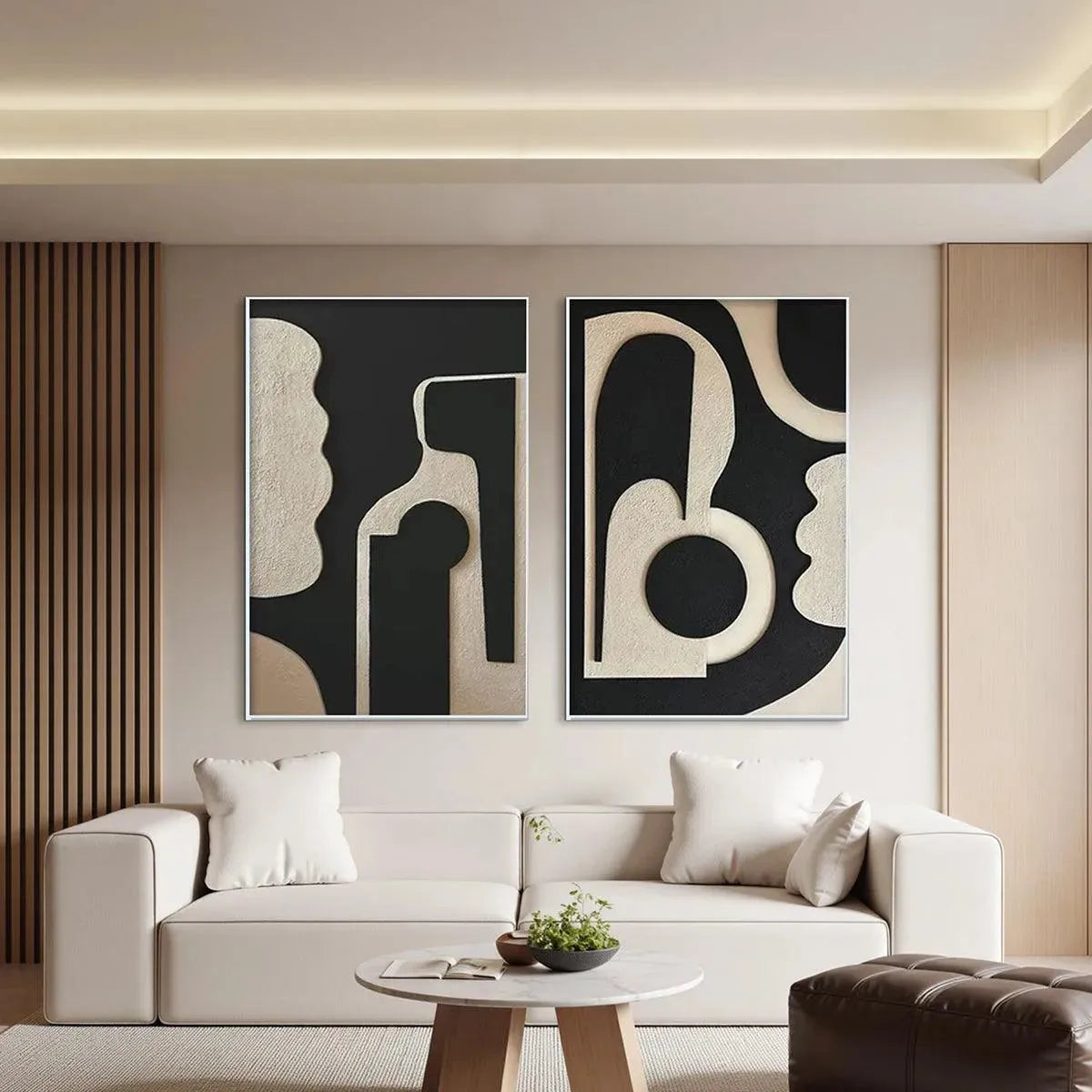 Ink Blot Duo – Wabi-Sabi Abstract Oil Painting, view 2