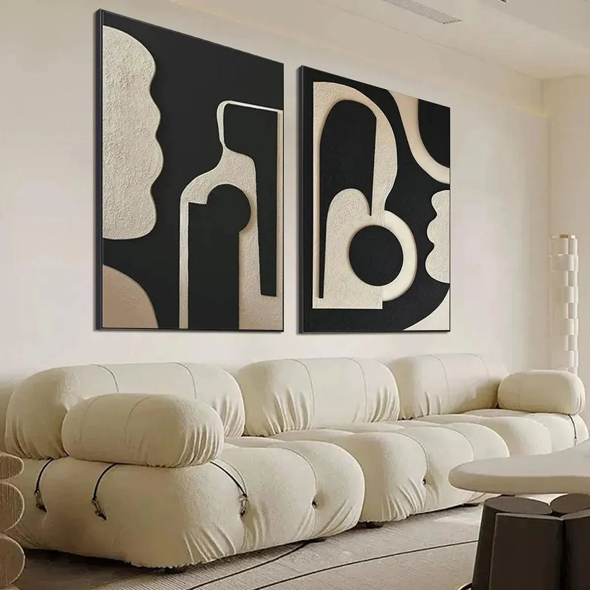 Ink Blot Duo – Wabi-Sabi Abstract Oil Painting, view 4