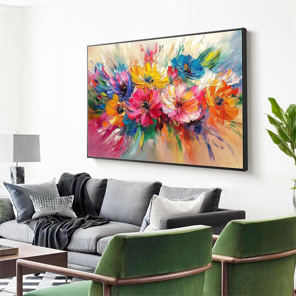 Vibrant Bloom – Bouquet Impasto Oil Painting, view 4
