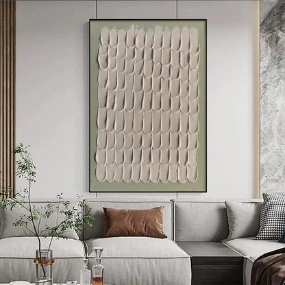 Green Wabi-Sabi Landscape Textured Oil Painting – Textured Scales