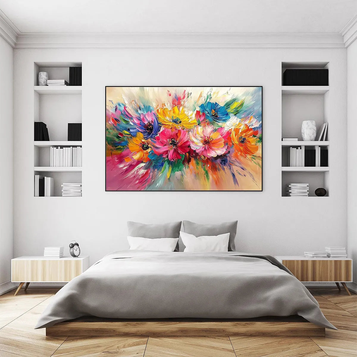 Colorful Bouquet Impasto Oil Painting – Vibrant Bloom