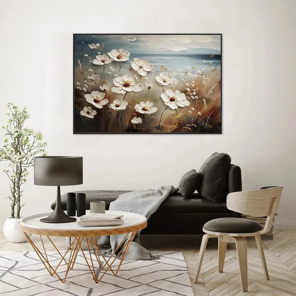 Seaside Blossoms – Coastal Floral Impasto Painting, view 4