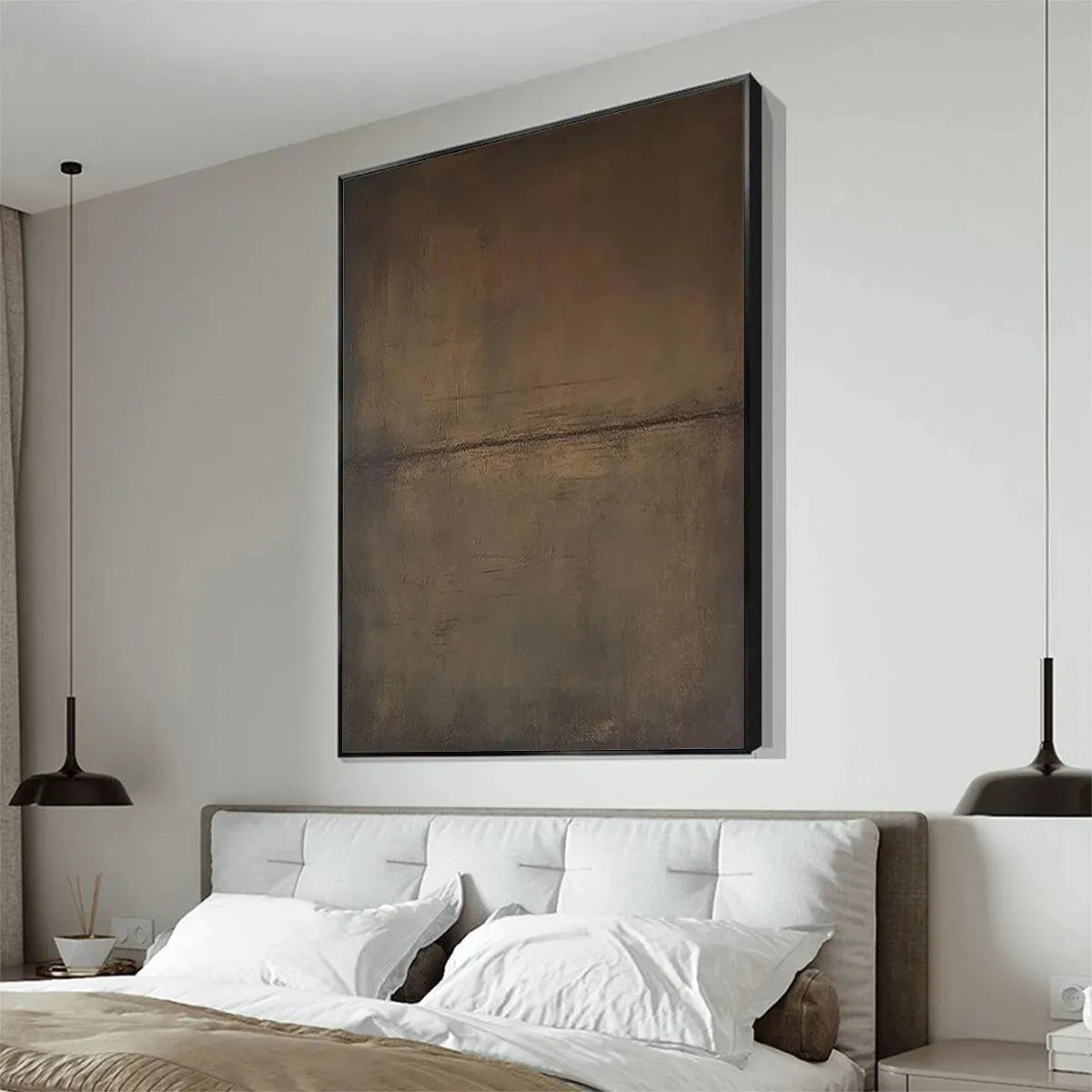 Umber Abstract Landscape – Wabi-Sabi Landscape Oil Painting, view 5