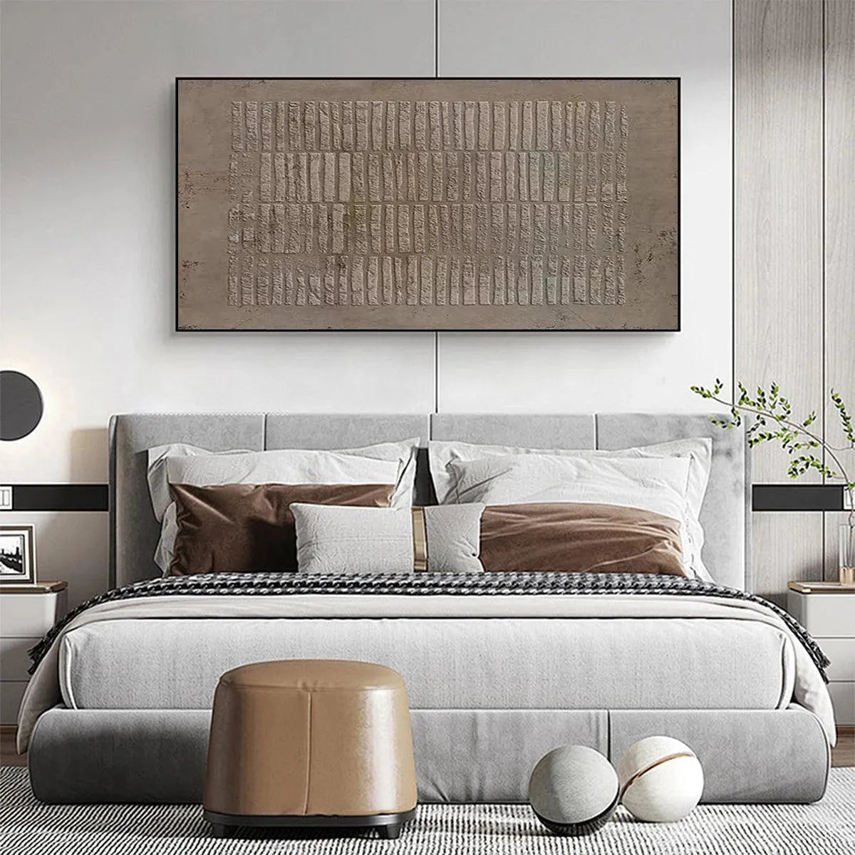 Brown Wabi-Sabi Abstract Textured Oil Painting – Textured Rectangle Array