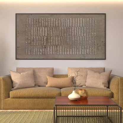 Brown Wabi-Sabi Abstract Textured Oil Painting – Textured Rectangle Array