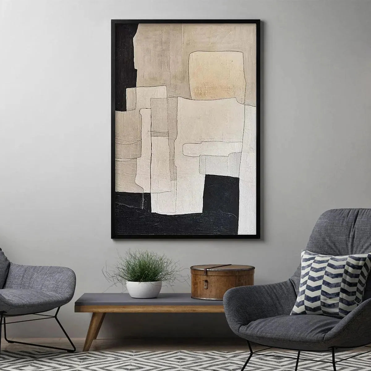 Neutral Abstract – Wabi-Sabi Neutral Abstract Oil Painting, view 5