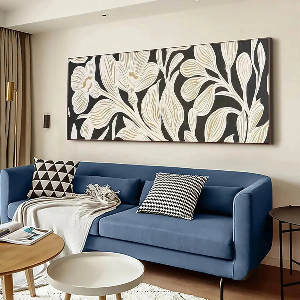 Gold and Black Floral Painting – Golden Floral Panoramic