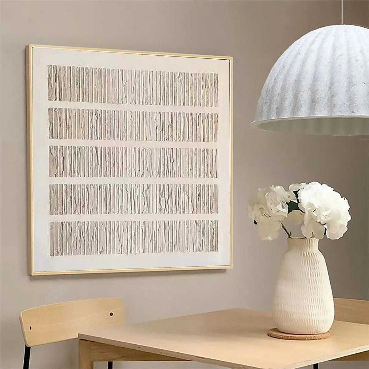 Beige Wabi-Sabi Abstract Textured Oil Painting – Textured Beige