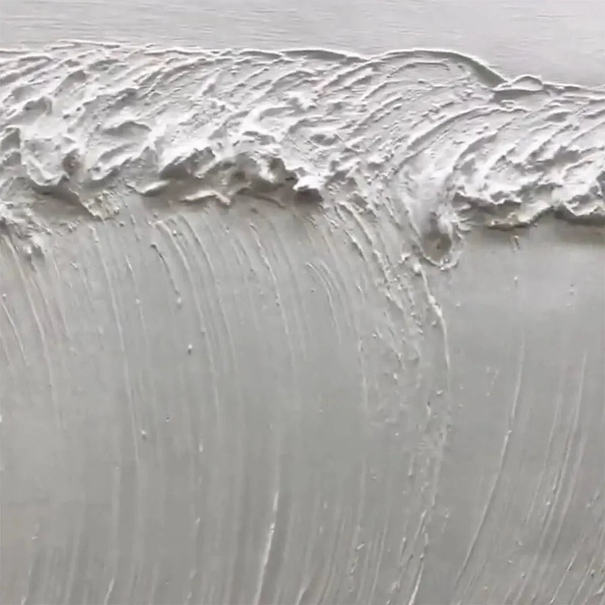 Frozen Tide hand-painted white and soft beige textured ocean wave painting rolled canvas option