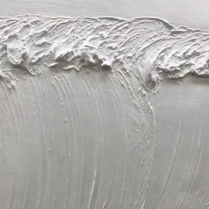 Frozen Tide hand-painted white and soft beige textured ocean wave painting rolled canvas option