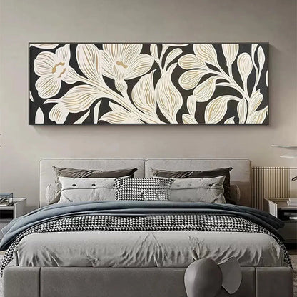 Gold and Black Floral Painting – Golden Floral Panoramic