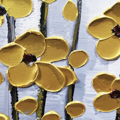 Golden Rain – Minimalist Floral Oil Painting, view 3