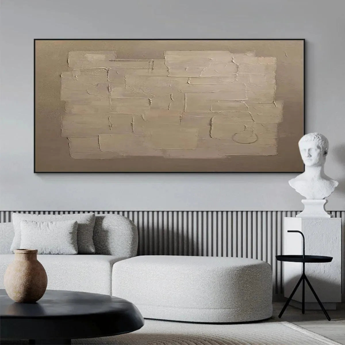 Textured Taupe Abstract – Wabi-Sabi Abstract Oil Painting, view 2