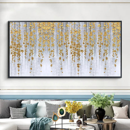 Golden Rain – Minimalist Floral Oil Painting, view 5
