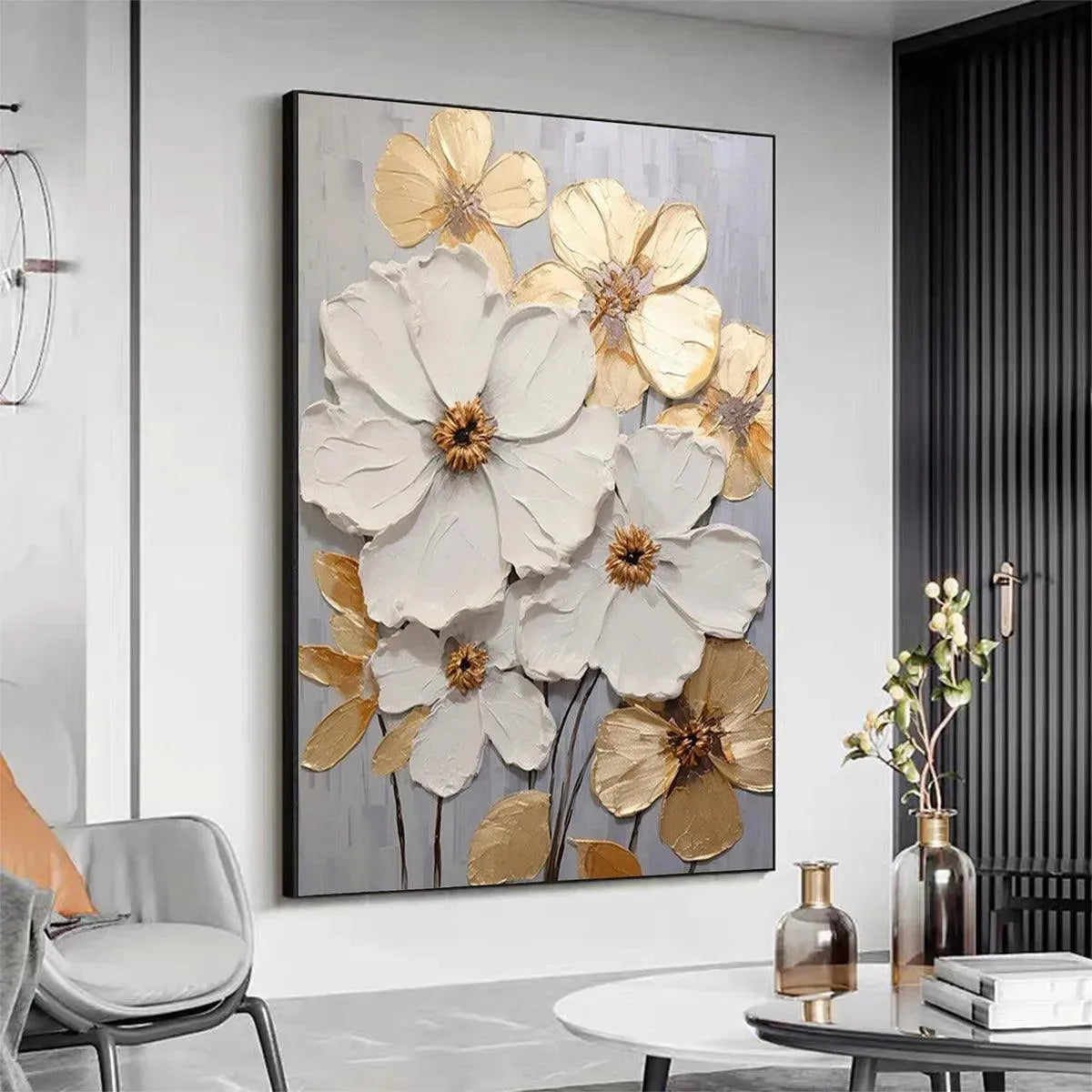 Golden Whispers – Floral Impasto Painting, view 5