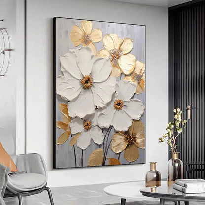 Golden Whispers – Floral Impasto Painting, view 5