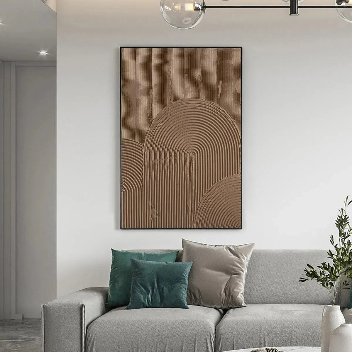 Brown Wabi-Sabi Abstract Textured Oil Painting – Brown Textured Arch