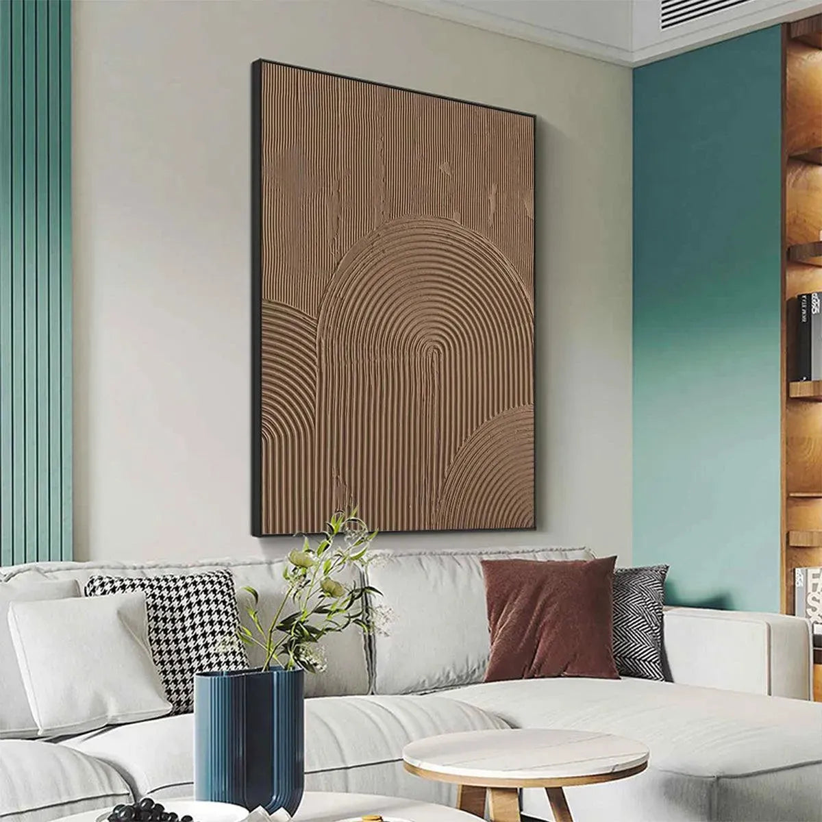 Brown Wabi-Sabi Abstract Textured Oil Painting – Brown Textured Arch
