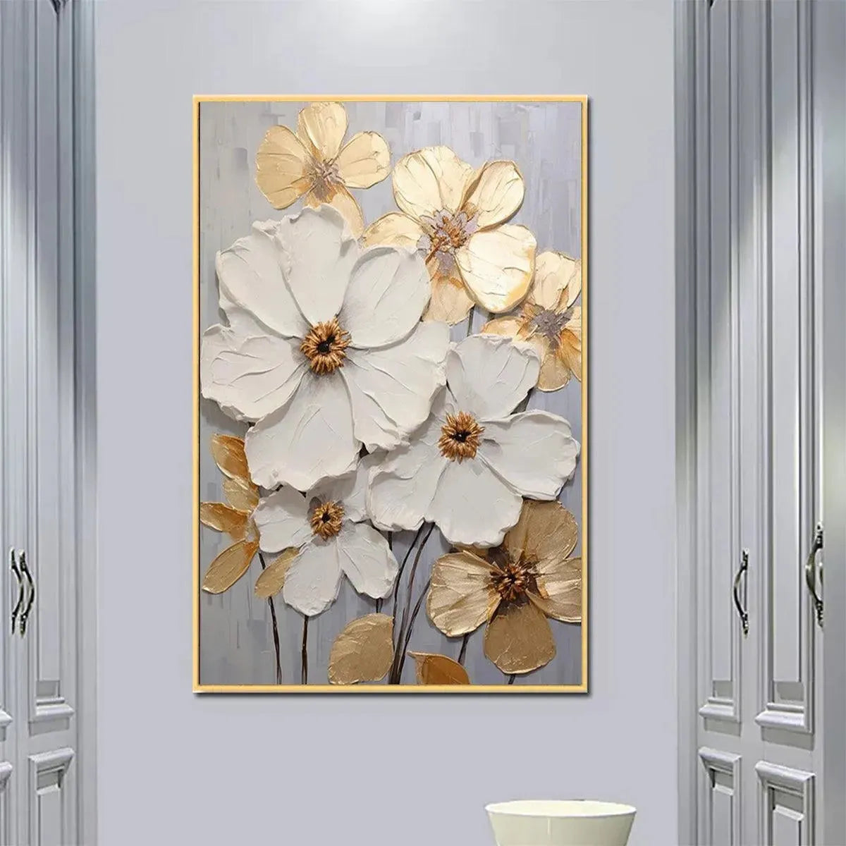 Golden Whispers – Floral Impasto Painting, view 3
