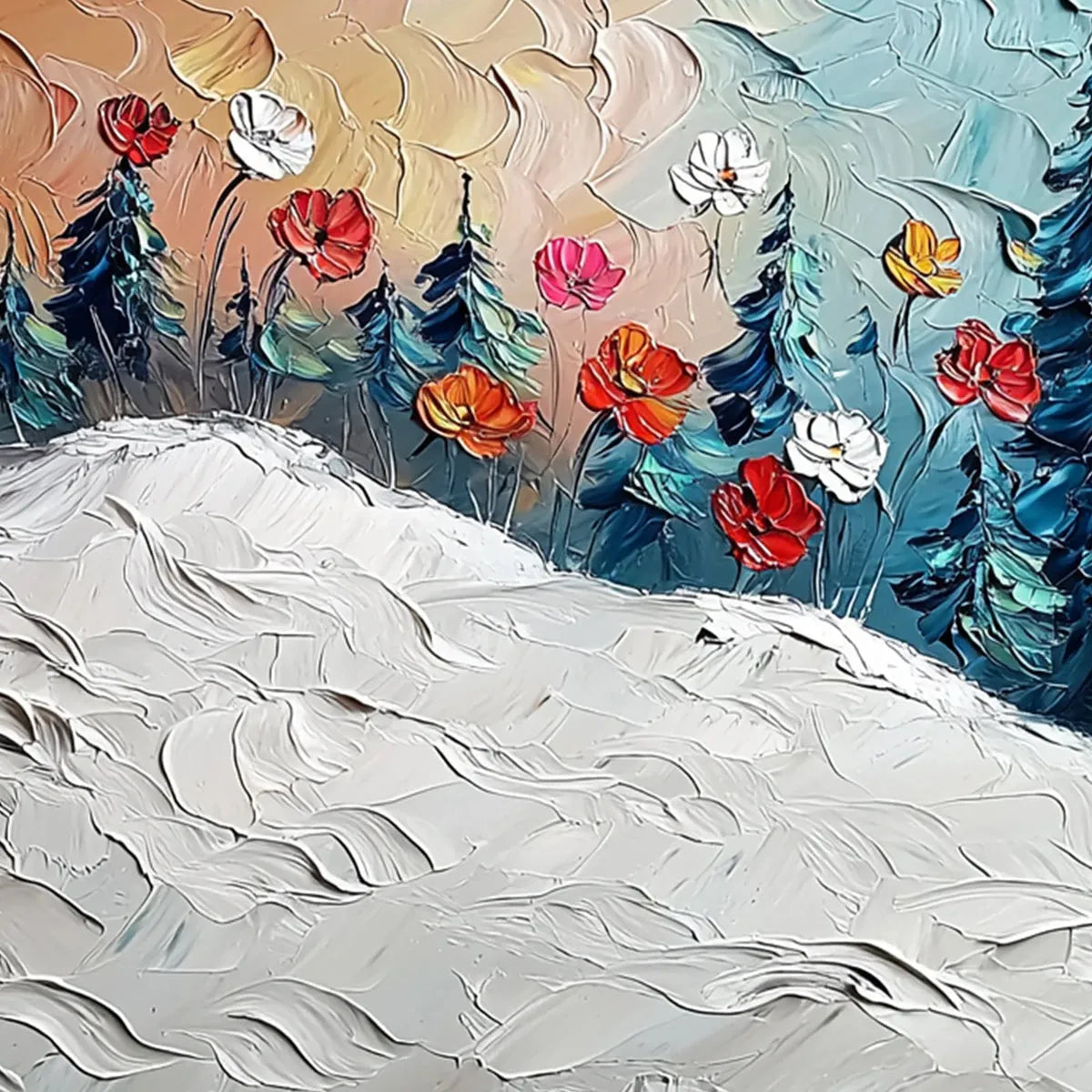 Frozen Bloom – Floral Impasto Oil Painting, view 3