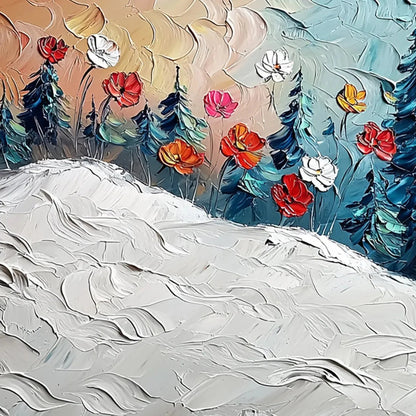 Frozen Bloom – Floral Impasto Oil Painting, view 3