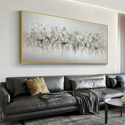 Silver Mist – Minimalist Floral Oil Painting, view 2