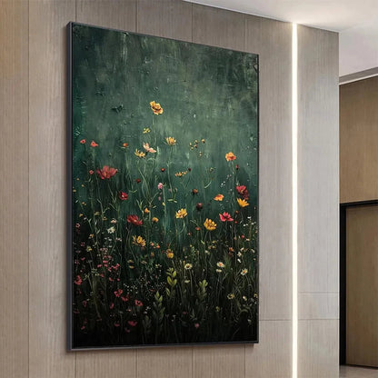 Green Meadow Textured Painting – Meadow's Embrace