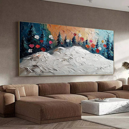 Colorful Floral Impasto Oil Painting – Frozen Bloom