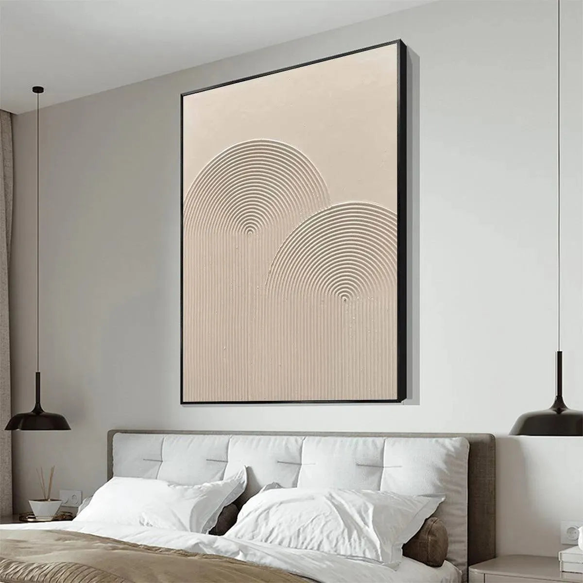 Beige Wabi-Sabi Abstract Textured Oil Painting – Textured Rainbow