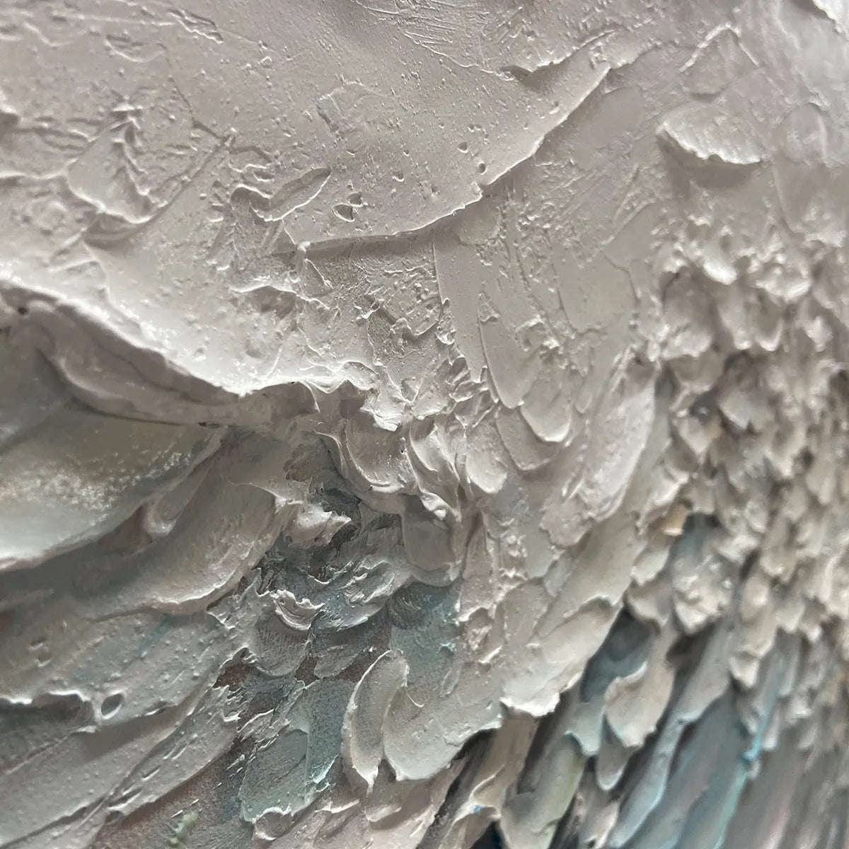 Serene Seascape hand-painted white, beige and ocean blue textured coastal abstract painting rolled canvas option