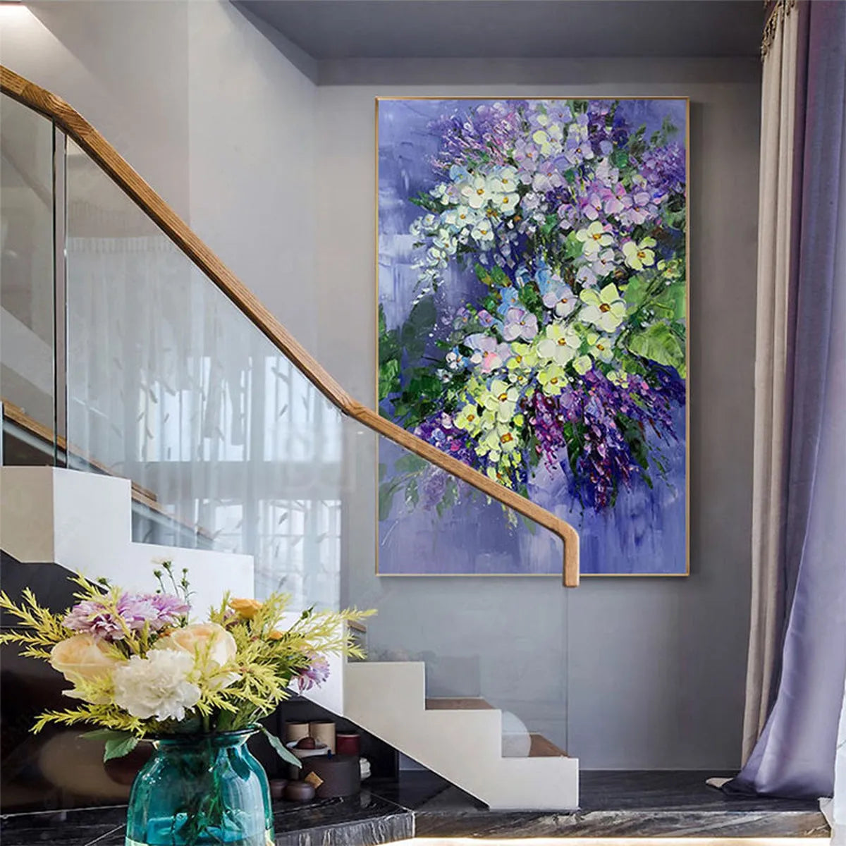 Purple and White Bouquet Impasto Oil Painting – Serenity In Purple
