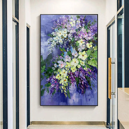 Purple and White Bouquet Impasto Oil Painting – Serenity In Purple