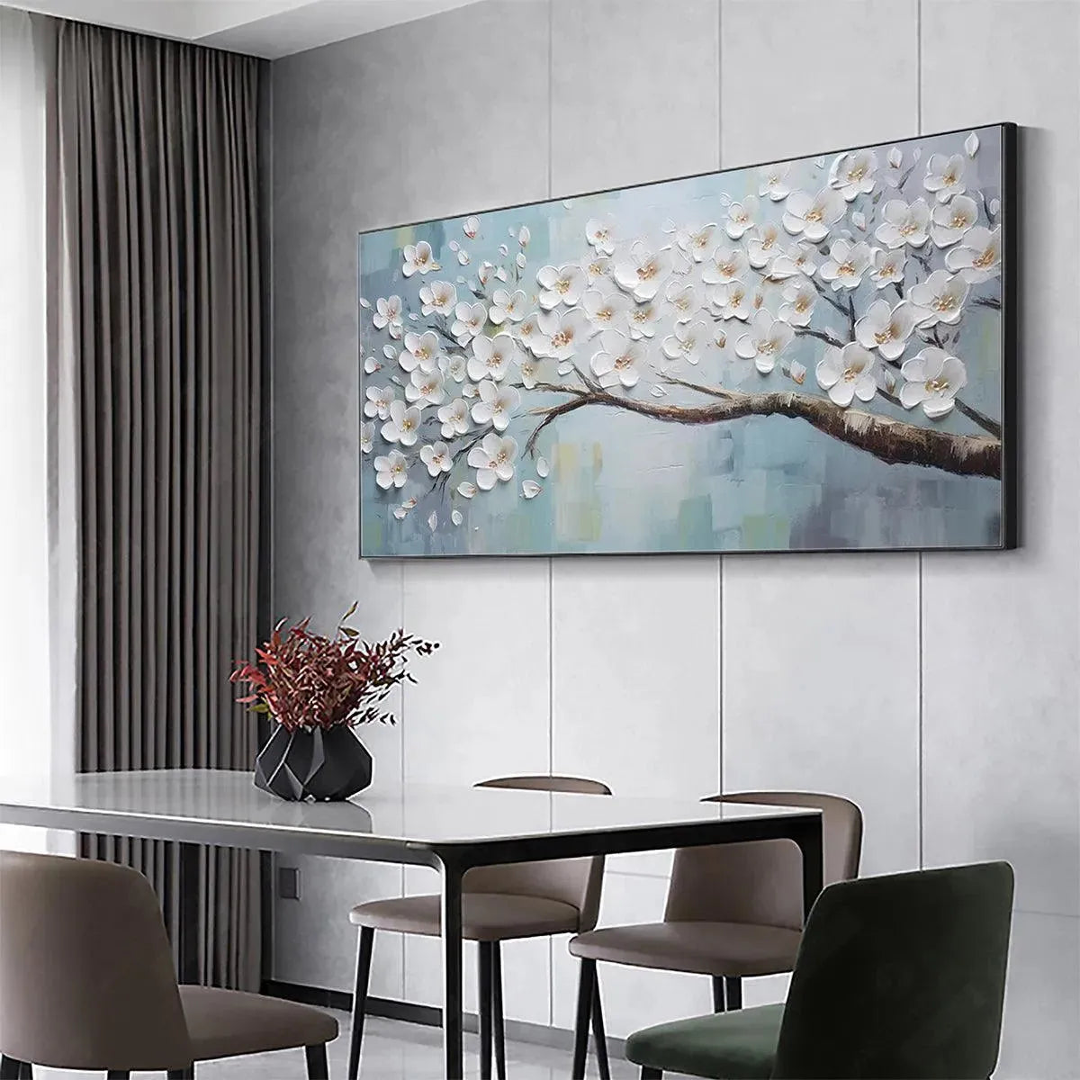 White Blossoms – Floral Textured Painting, view 5
