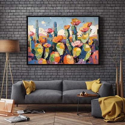 Desert Bloom – Cactus Impasto Painting, view 5
