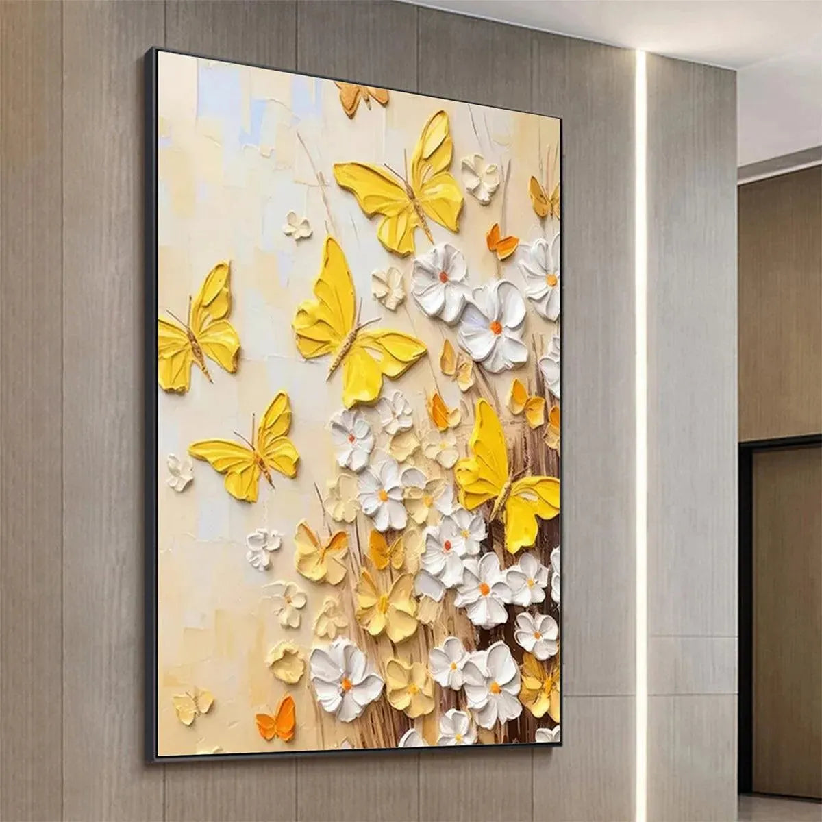 Gold and Yellow Butterfly Impasto Painting – Golden Butterflies