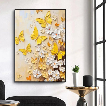 Gold and Yellow Butterfly Impasto Painting – Golden Butterflies