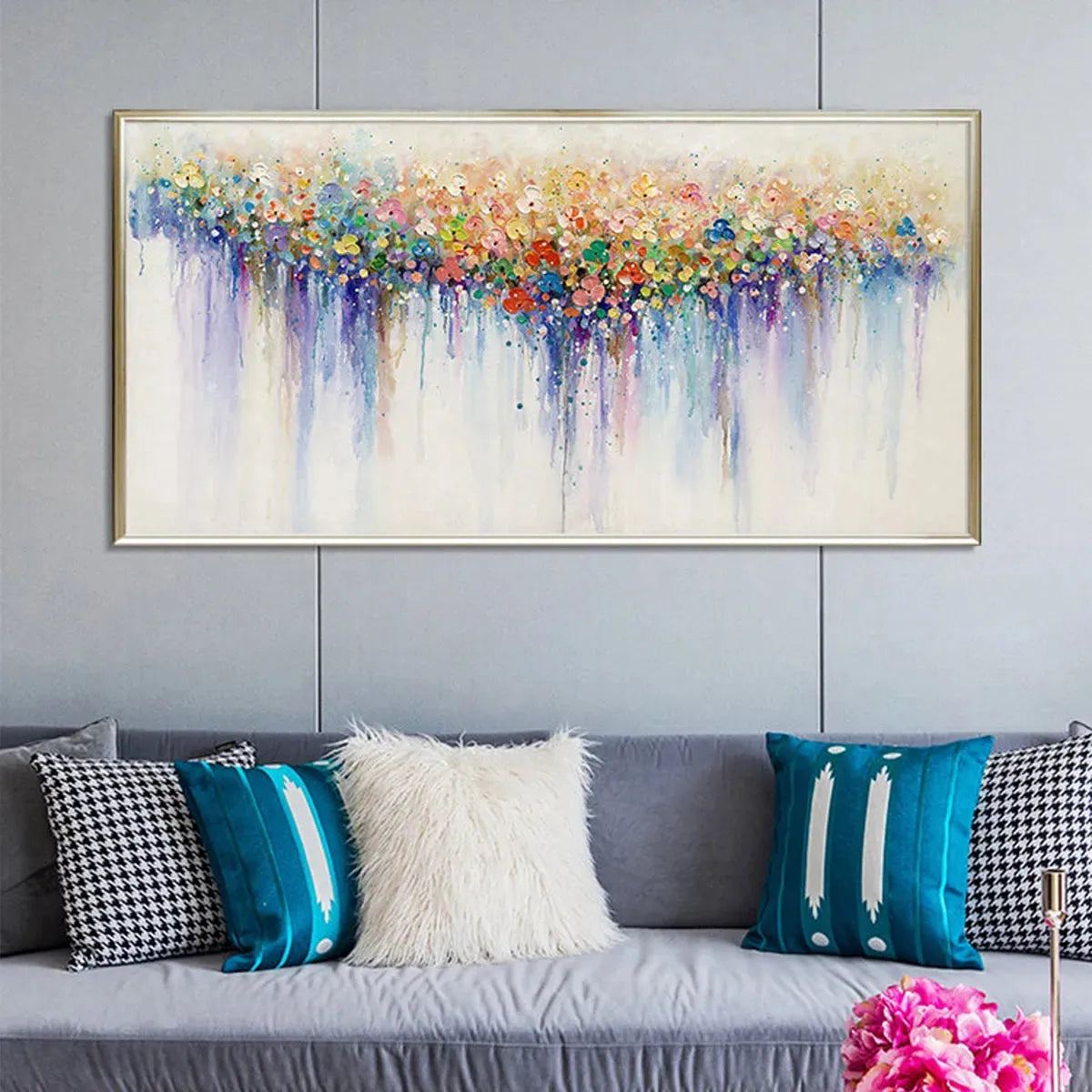 Colorful Abstract Floral Oil Painting – Flowerfall