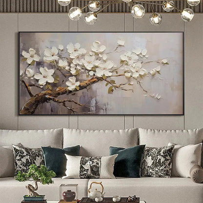 White Blossoms – Impressionist Floral Textured Painting, view 4