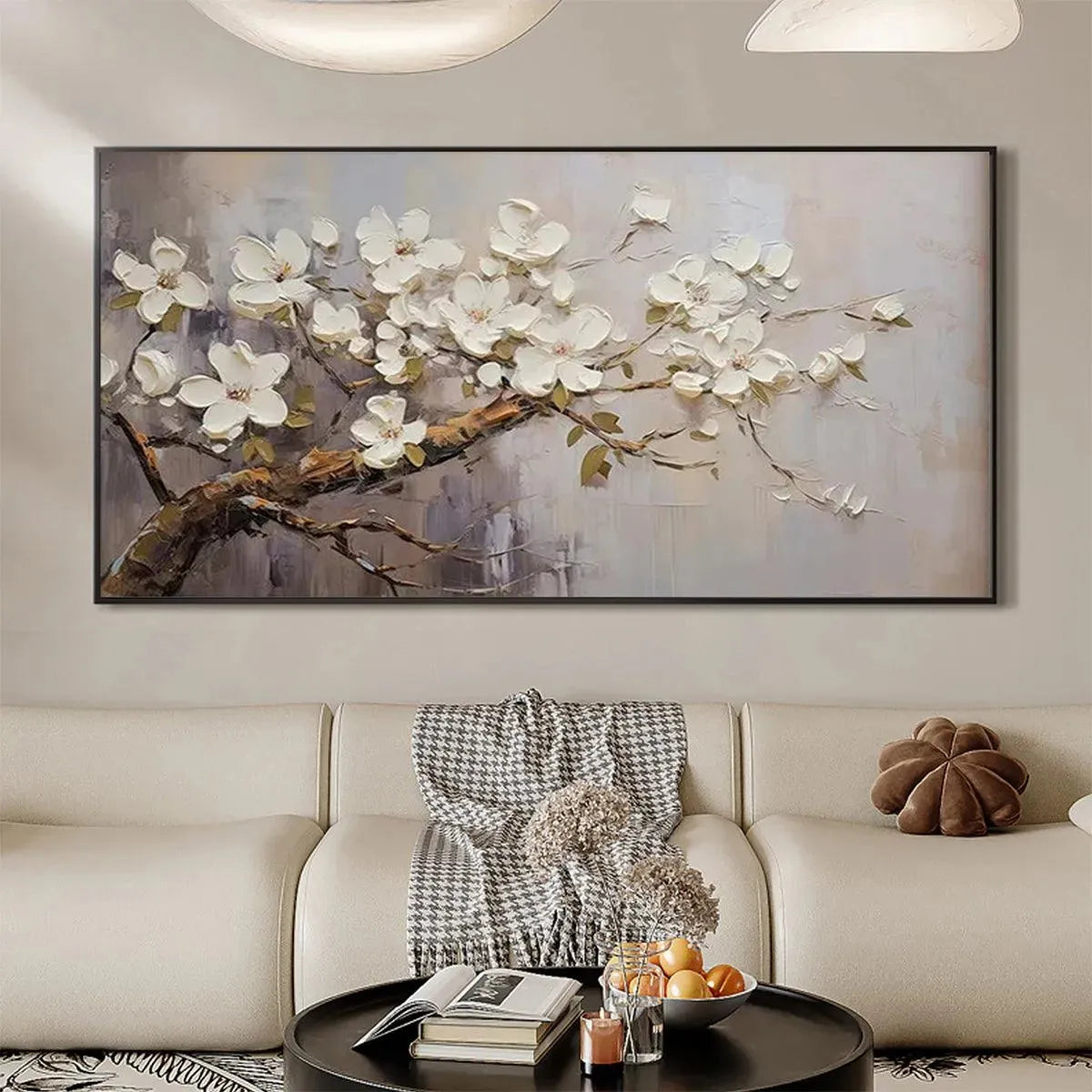 White Blossoms – Impressionist Floral Textured Painting, view 5