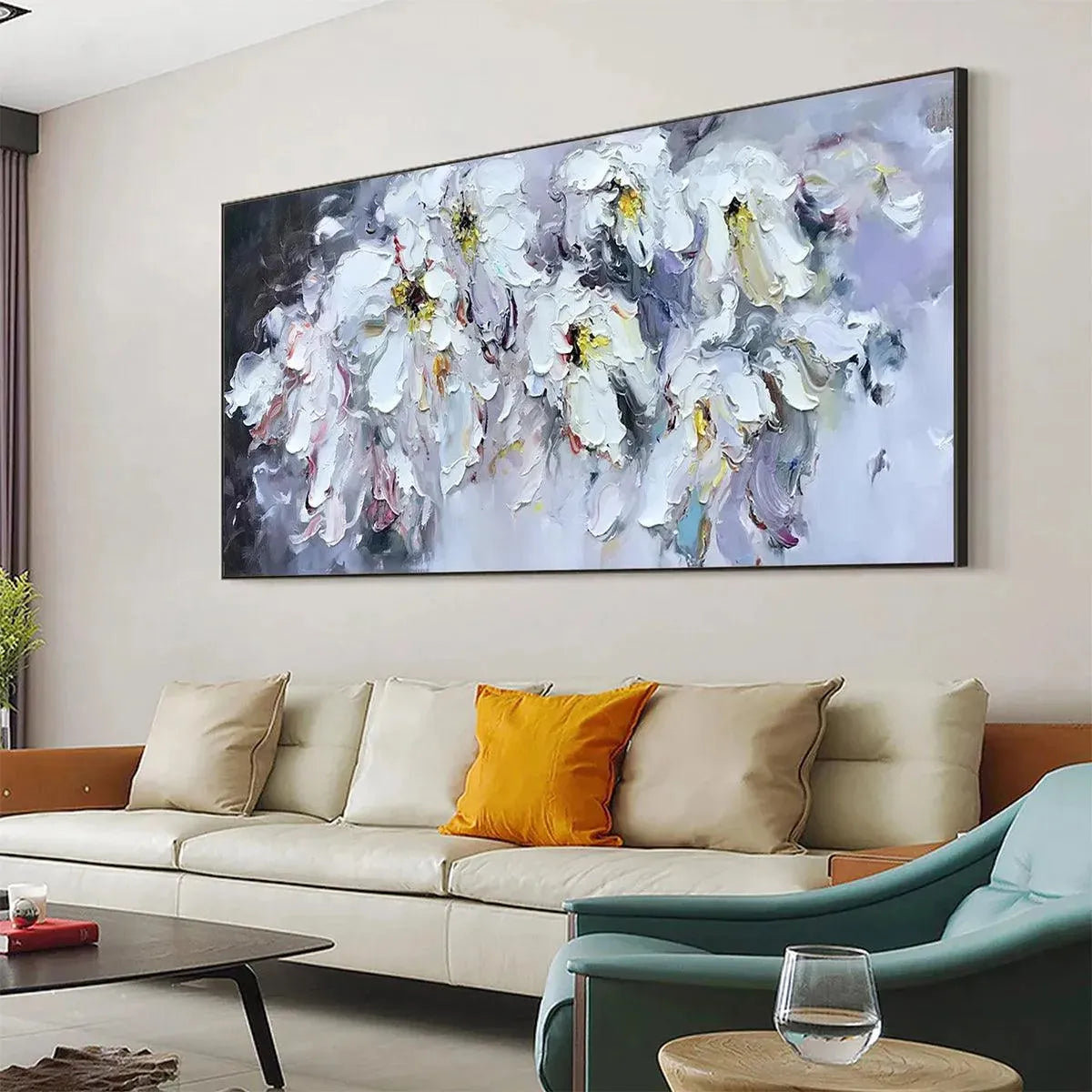 White Petal Dream – Floral Impasto Painting, view 4