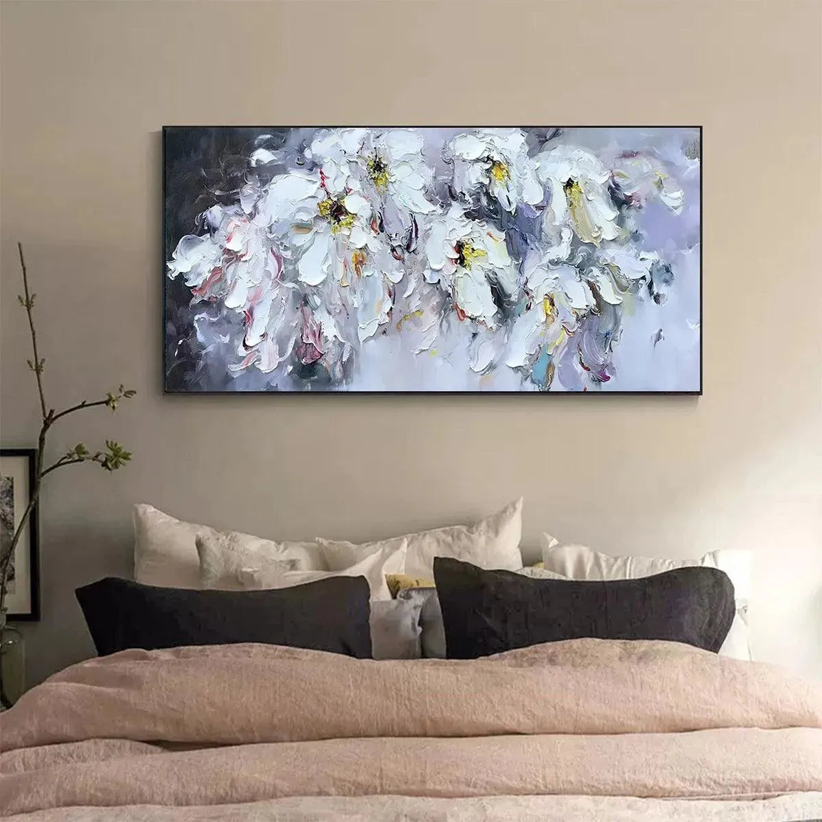 White Floral Impasto Painting – White Petal Dream