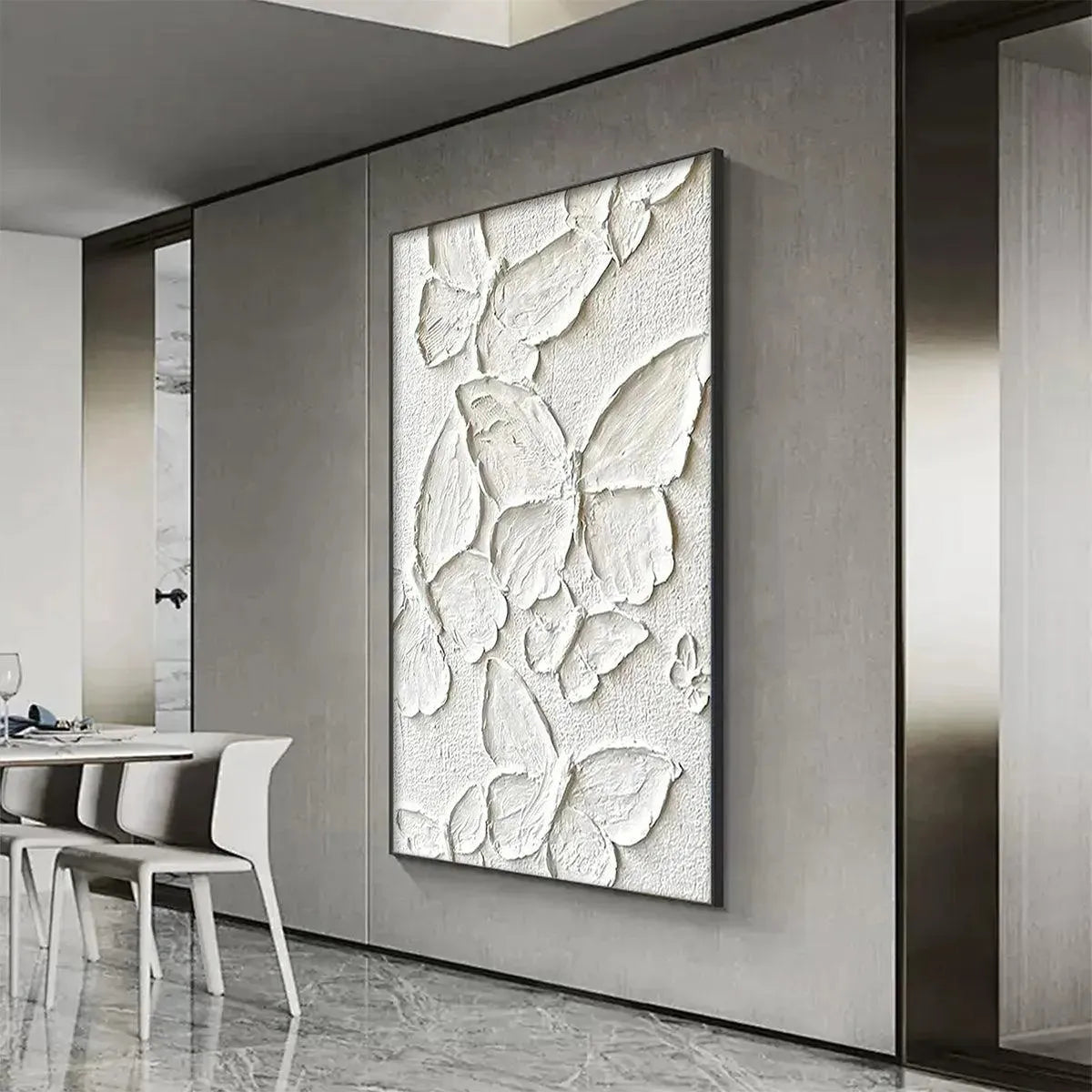 White Butterfly Impasto Oil Painting – White Butterflies