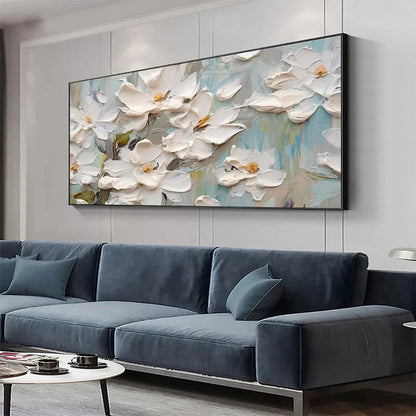 White Magnolia Blossoms – Impressionist Magnolia Impasto Painting, view 2