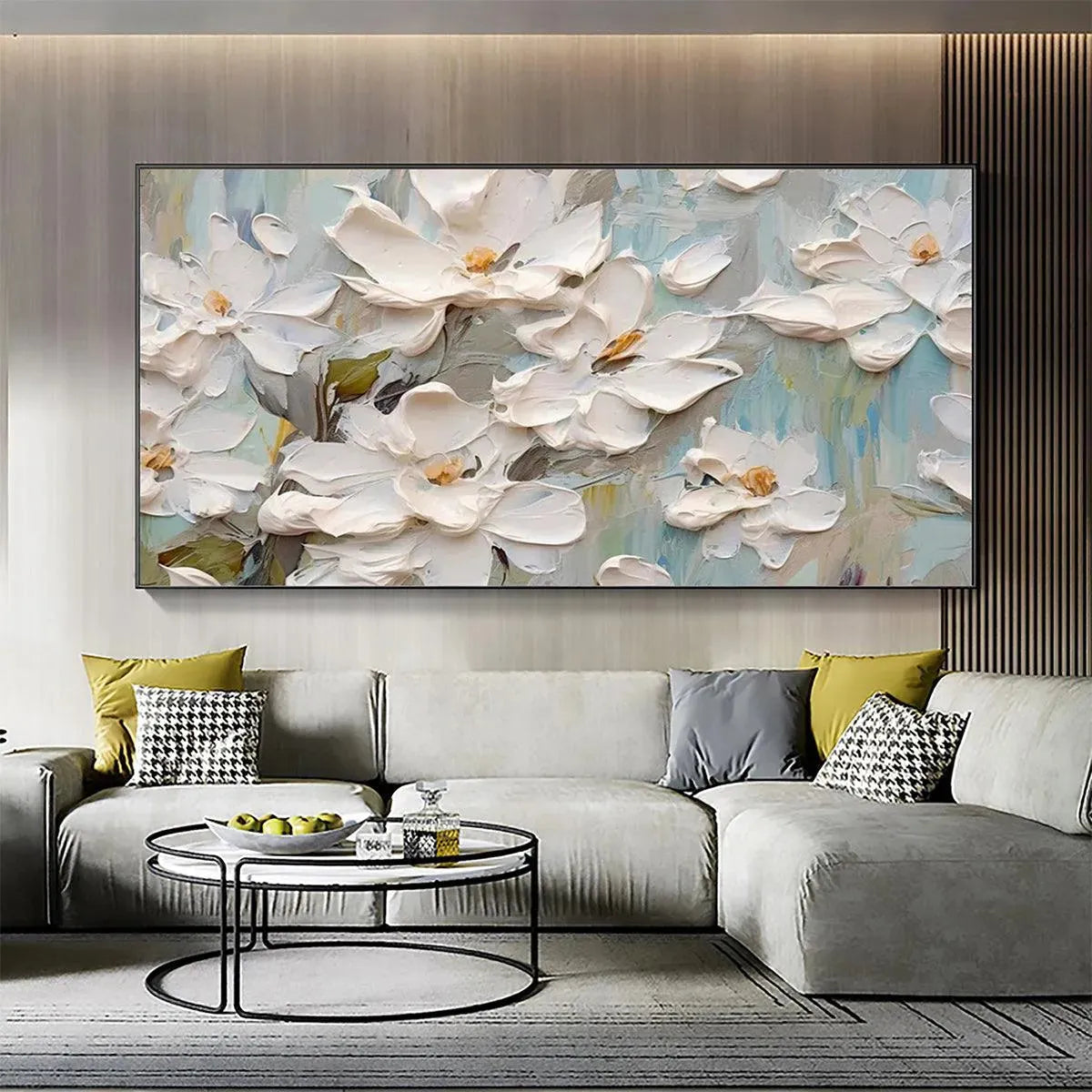 White Impressionist Magnolia Impasto Painting – White Magnolia Blossoms