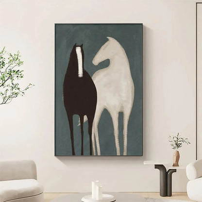 Two Horses – Minimalist Horse Oil Painting, view 5