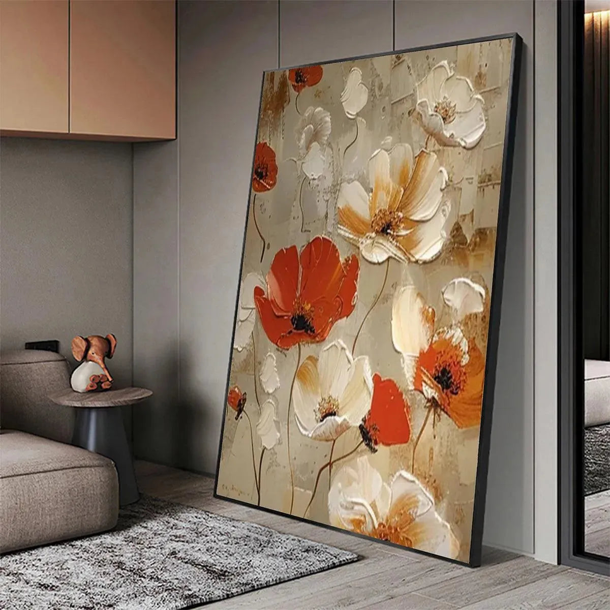 Crimson Fields – Poppy Textured Painting, view 5